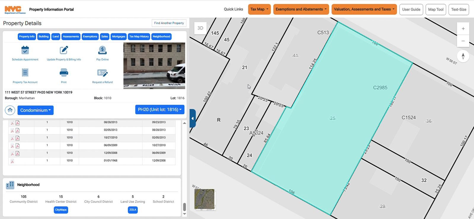 Tax map history and the neighborhood card