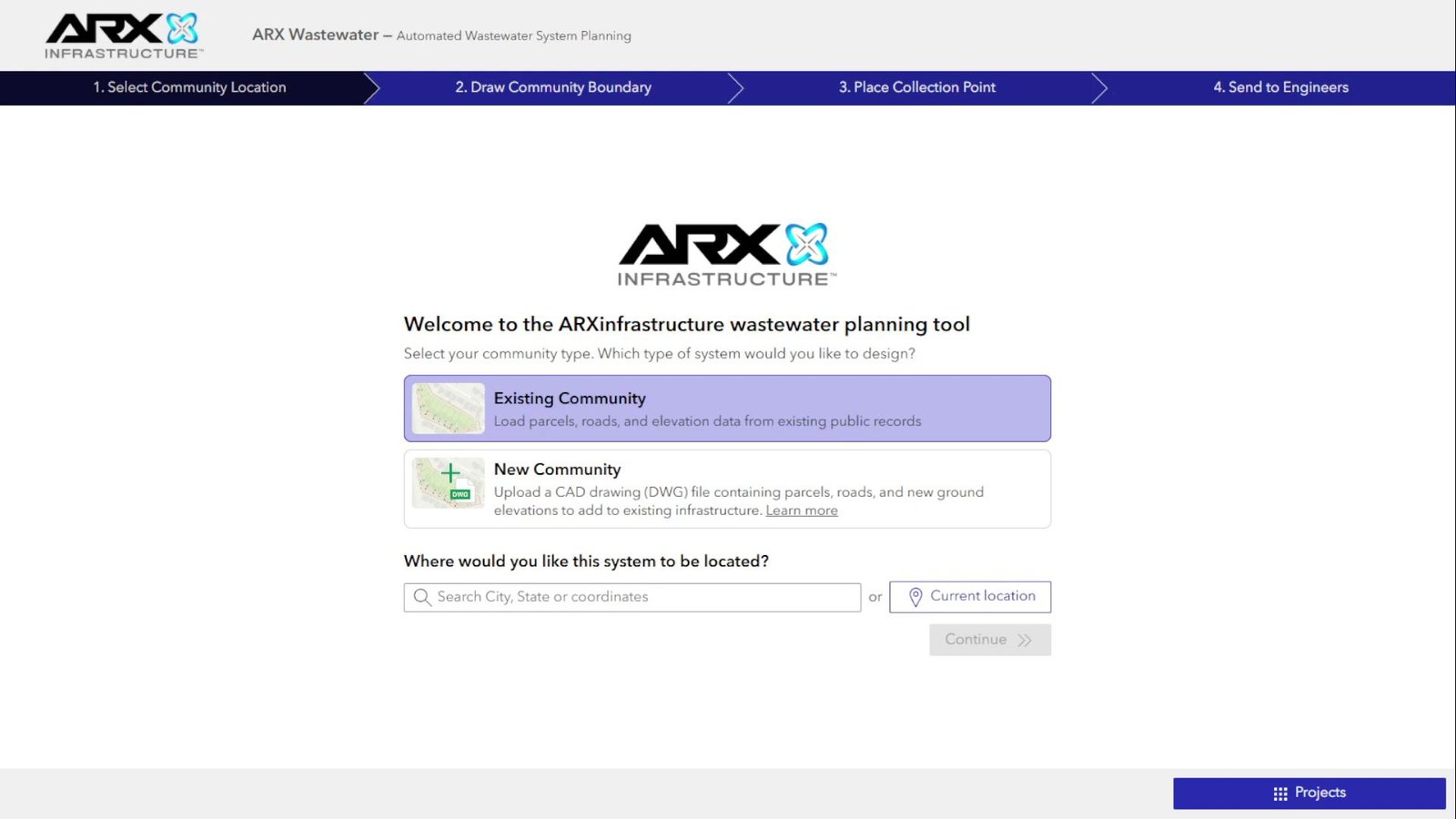 Project request start screen
